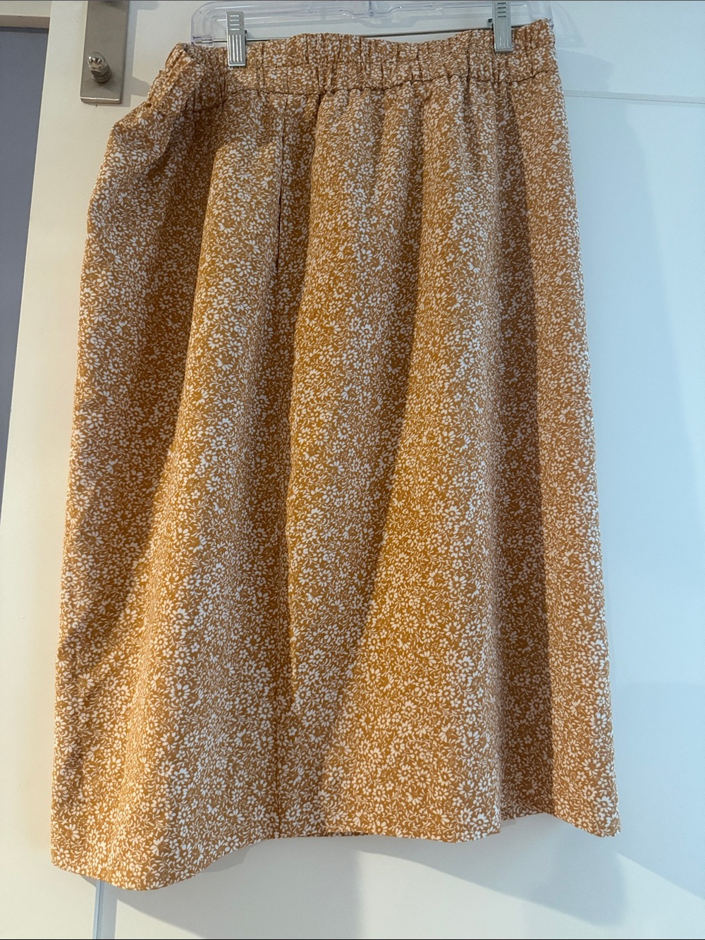 J. Crew Mustard Yellow Floral Midi Skirt